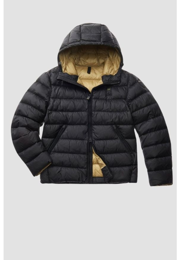 Blauer USA - BLAUER Czarna kurtka męska Acton Short Jackets. Kolor: niebieski. Materiał: poliamid, puch. Styl: klasyczny, elegancki