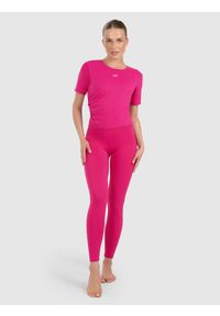 4f - 4F Top do jogi i pilatesu szybkoschnący damski - różowy S. Kolor: różowy. Materiał: tkanina, elastan, włókno, syntetyk, materiał. Sport: joga i pilates #2