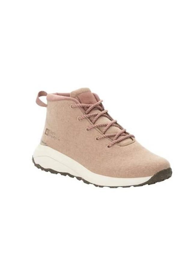 Buty do chodzenia damskie Jack Wolfskin Campfire Mid Wool. Zapięcie: sznurówki. Kolor: beżowy. Materiał: guma, bawełna, tkanina. Szerokość cholewki: normalna. Sport: turystyka piesza