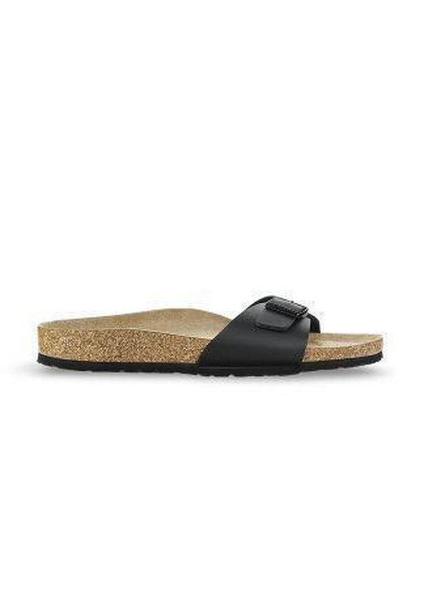 Klapki Birkenstock Madrid Dorosłych. Zapięcie: bez zapięcia. Kolor: czarny. Materiał: syntetyk, materiał. Szerokość cholewki: normalna. Sport: turystyka piesza, pływanie, fitness