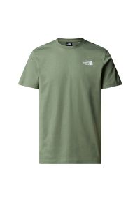 Koszulka męska The North Face NSE Box Celebration 0A87NVBO91 - zielona. Kolor: zielony. Materiał: tkanina, bawełna. Długość rękawa: krótki rękaw. Długość: krótkie #1