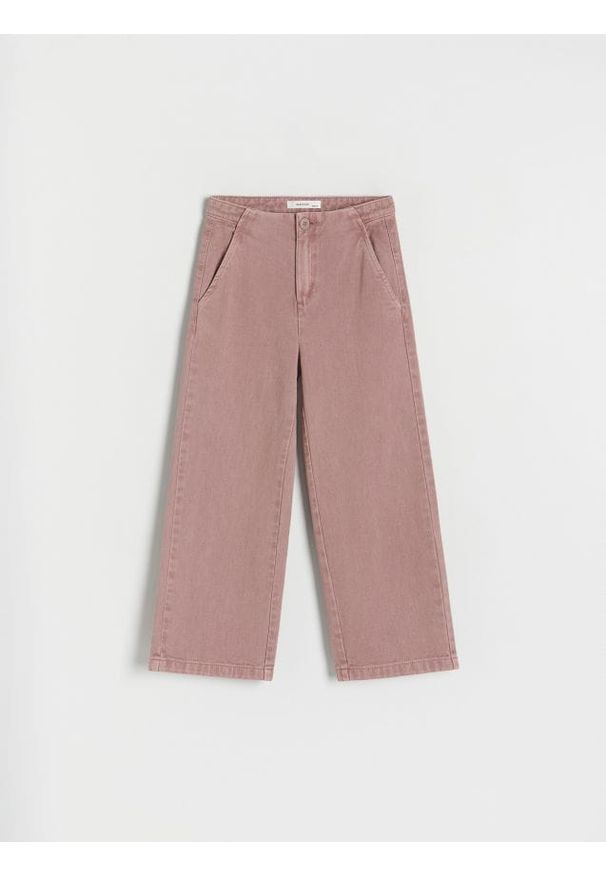 Reserved - Bawełniane spodnie - kasztanowy. Kolor: brązowy. Materiał: bawełna
