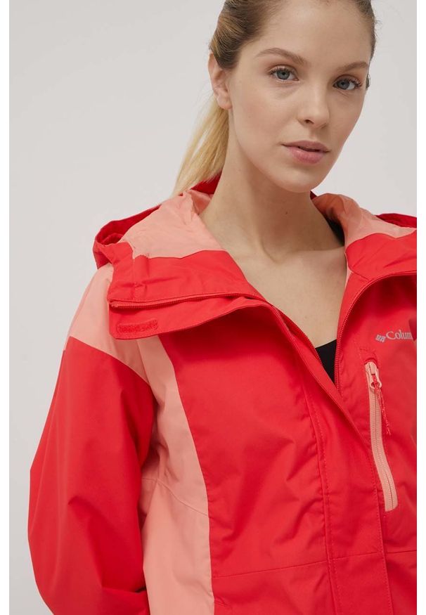 columbia - Columbia kurtka outdoorowa Hikebound kolor czerwony przejściowa. Kolor: czerwony. Materiał: materiał