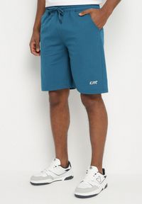 Born2be - Niebieskie Szorty z Bawełną Dresowe z Gumką w Pasie Lirasene. Okazja: na co dzień. Kolor: niebieski. Materiał: dresówka, bawełna. Styl: casual