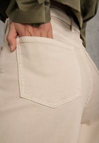 Renee - Beżowe Szerokie Jeansy Bawełniane High Waist Fyrlyss. Okazja: na co dzień. Stan: podwyższony. Kolor: beżowy. Styl: casual, elegancki #3