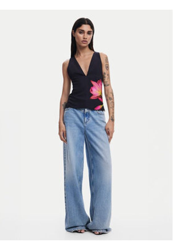 Desigual Bluzka 25SWBW09 Czarny Regular Fit. Kolor: czarny. Materiał: syntetyk