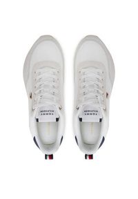 TOMMY HILFIGER - Tommy Hilfiger Sneakersy Flag Knit Runner FW0FW07916 Biały. Kolor: biały #6