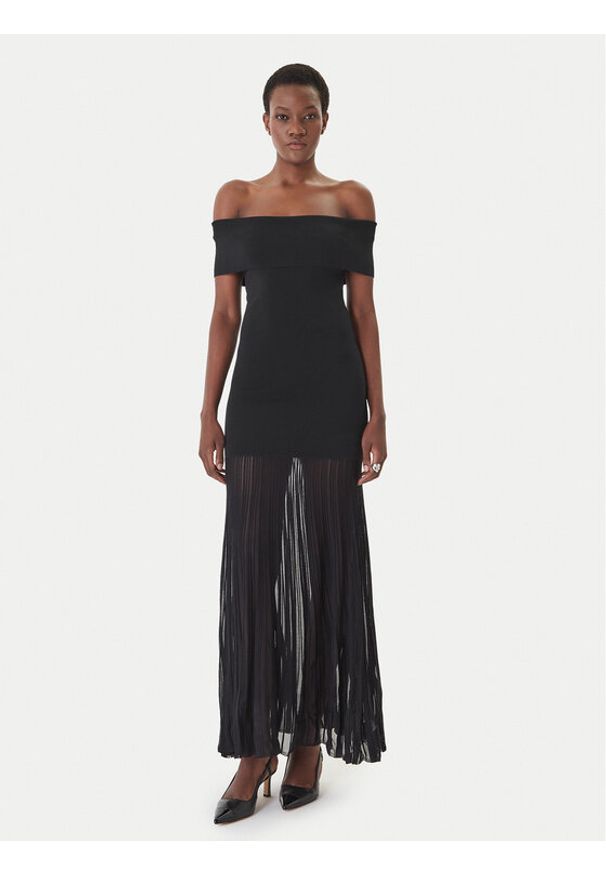 MICHAEL Michael Kors Sukienka dzianinowa MS683HGBFD Czarny Slim Fit. Kolor: czarny. Materiał: wiskoza