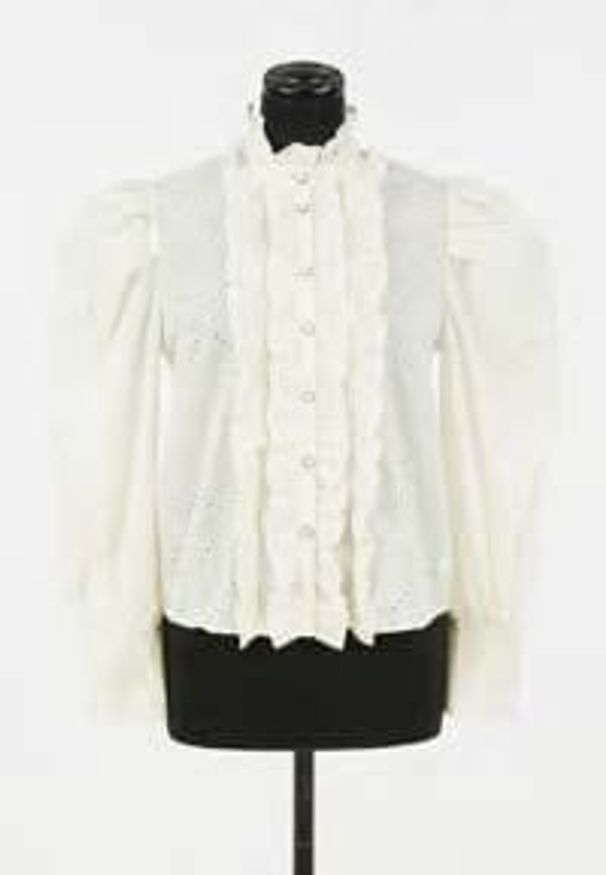 TwinSet - Kremowa elegancka bluzka Twinset. Kolor: kremowy. Materiał: bawełna. Styl: elegancki