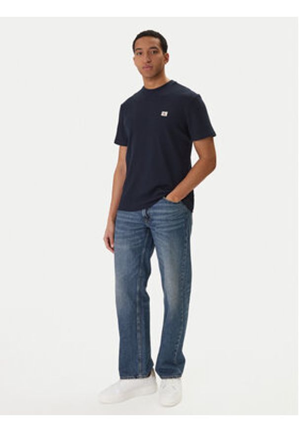 Calvin Klein Jeans T-Shirt Waffle Badge LV04RD008G Granatowy Regular Fit. Kolor: niebieski. Materiał: syntetyk