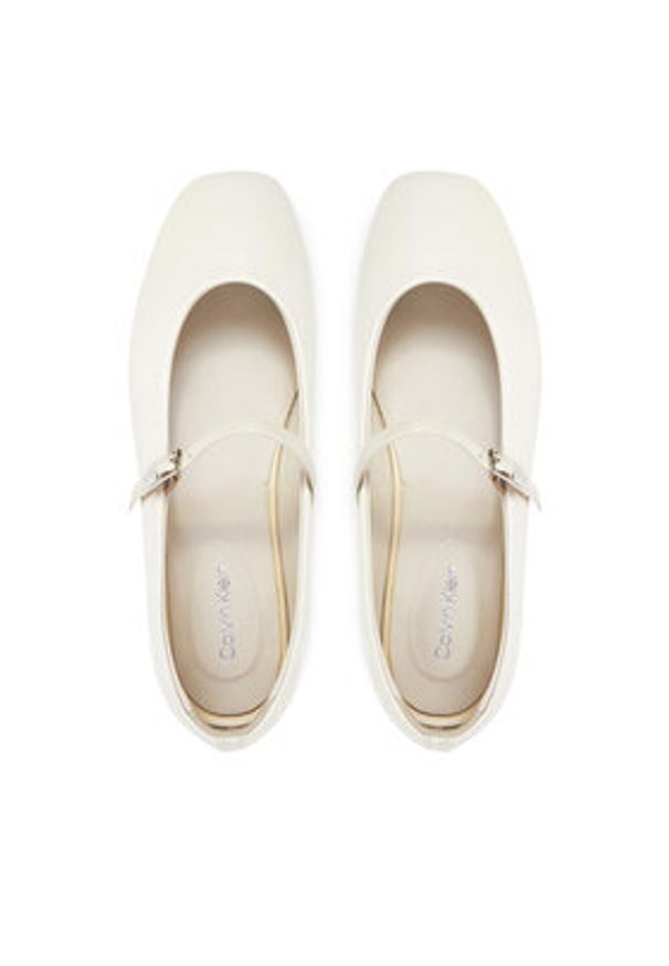 Calvin Klein Baleriny Ballerina New Buckle - Lth HW0HW02483 Beżowy. Kolor: beżowy. Materiał: skóra
