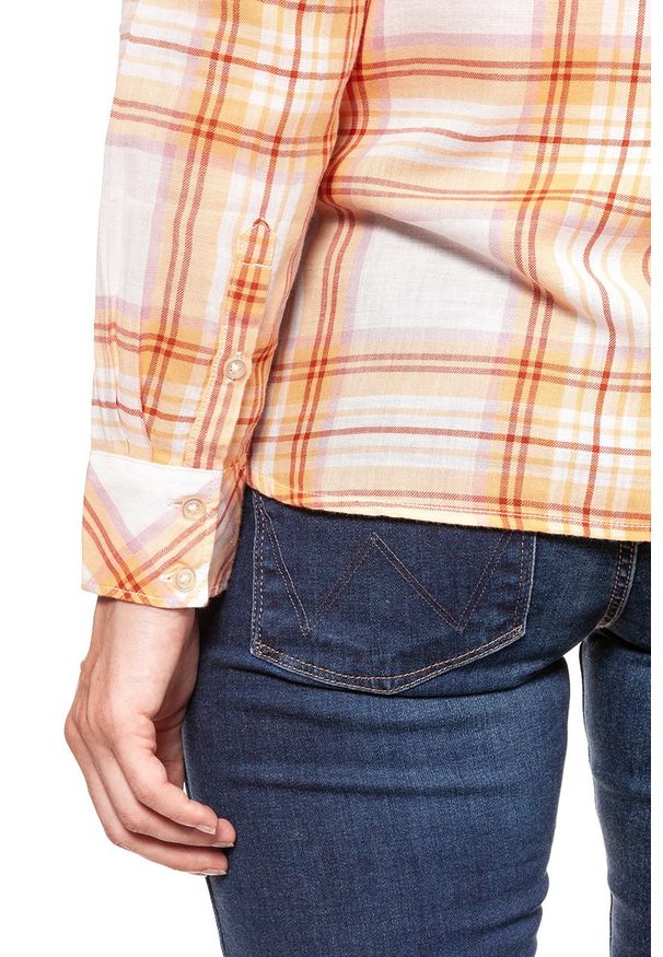 Wrangler - KOSZULA WRANGLER WESTERN APRICOT NECTAR W5240LU65 112129350. Wzór: kratka