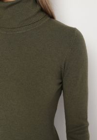 Born2be - Ciemnozielony Golf Sweter z Wiskozą i Kaszmirem Zailaya. Okazja: na co dzień. Typ kołnierza: golf. Kolor: zielony. Materiał: kaszmir, wiskoza. Styl: casual