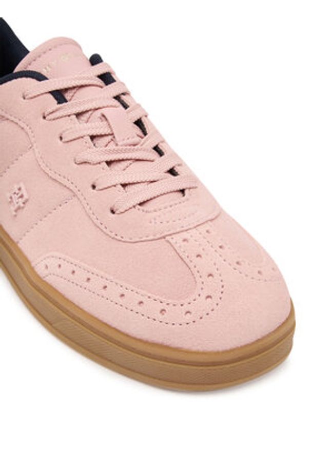 TOMMY HILFIGER - Tommy Hilfiger Sneakersy Heritage FW0FW08822 Różowy. Kolor: różowy. Materiał: zamsz, skóra