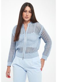 Kardigan damski ażurowy z cekinami PESERICO. Wzór: ażurowy #1