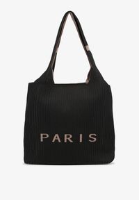 Renee - Czarna Tłoczona Torebka Typu Shopper Saliaria. Kolor: czarny. Materiał: z tłoczeniem. Styl: biznesowy, klasyczny, elegancki, casual