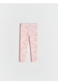 Reserved - Wzorzyste legginsy - pastelowy róż. Kolor: różowy. Materiał: bawełna