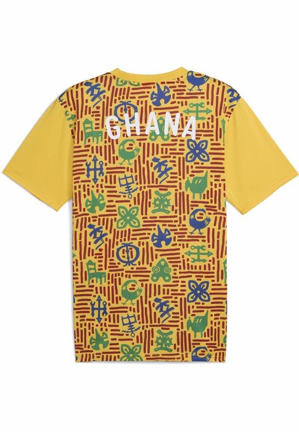 Puma - Męska koszulka przedmeczowa Ghana PUMA Yellow Sizzle Intense Red. Kolor: żółty, czerwony, wielokolorowy