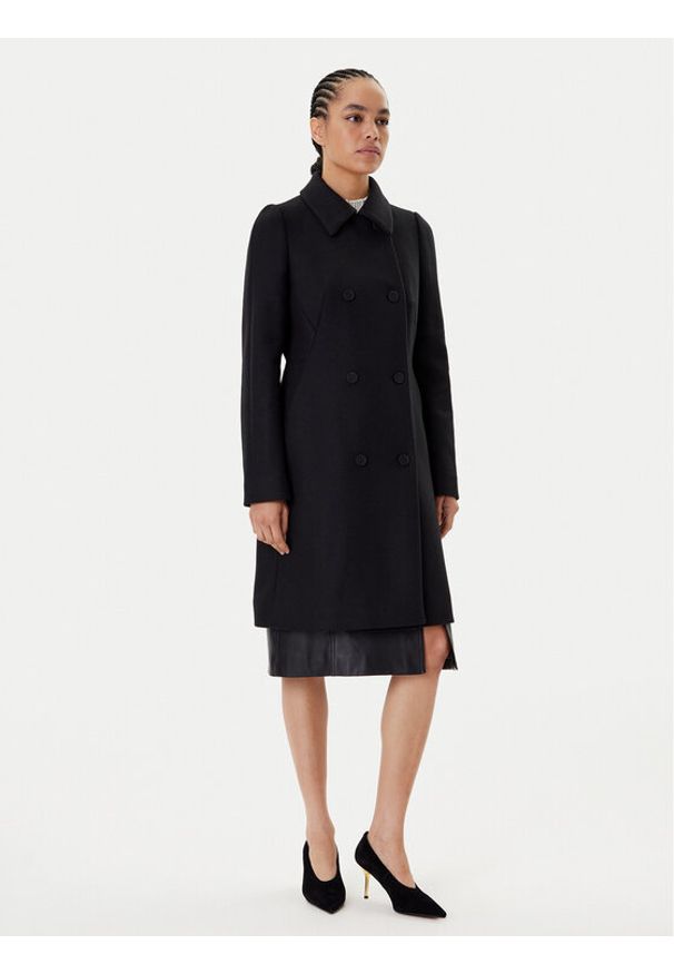 BOSS Płaszcz wełniany Cale 50550723 Czarny Relaxed Fit. Kolor: czarny. Materiał: wełna