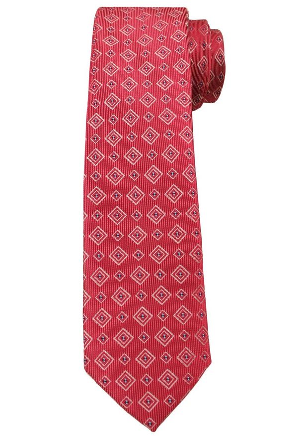 Czerwony krawat Angelo di Monti w geometryczne wzory, elegancki
