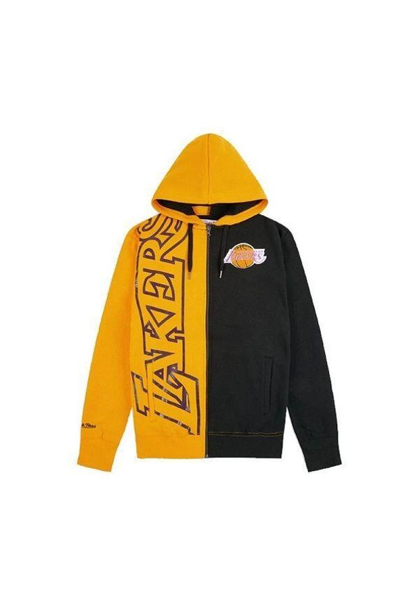 Mitchell & Ness - Bluza z kapturem Lakers. Typ kołnierza: kaptur. Kolor: żółty, wielokolorowy, czarny. Sport: koszykówka