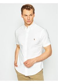 Polo Ralph Lauren Koszula Poplin 710787736 Biały Slim Fit. Typ kołnierza: polo. Kolor: biały. Materiał: bawełna #1