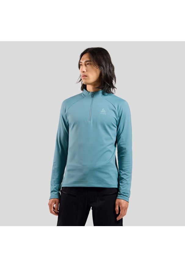 Odlo - Bluza techniczna męska ODLO Essential Light Mid Layer z krótkim zamkiem. Kolor: niebieski. Długość: krótkie