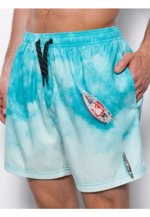 Ombre Clothing - Kąpielówki męskie tie dye - niebieskie V8 OM-SRBS-0125 - XXL. Kolor: niebieski. Materiał: materiał, poliester. Wzór: gładki