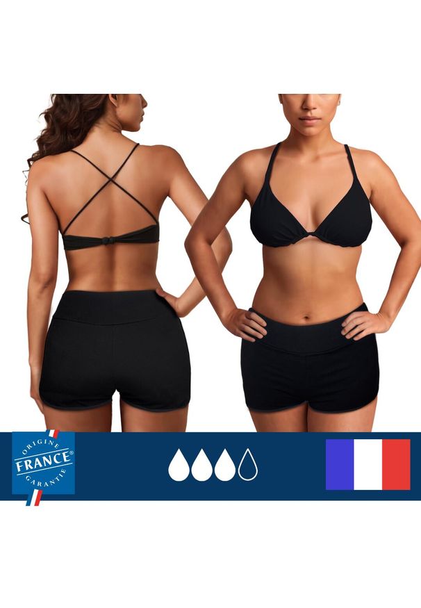 PLIM UNDERWEAR - Menstruacyjne szorty kąpielowe – duża chłonność. Kolor: czarny