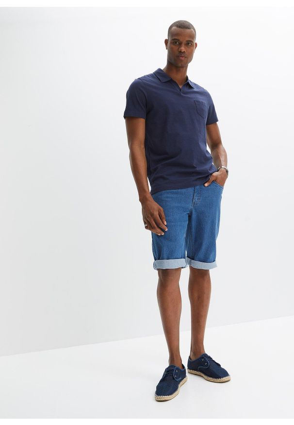 bonprix - Shirt polo, krótki rękaw. Typ kołnierza: polo. Kolor: niebieski. Długość rękawa: krótki rękaw. Długość: krótkie. Sezon: lato