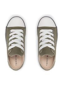 TOMMY HILFIGER - Tommy Hilfiger Trampki Low Cut Lace-Up Sneaker T3X4-32208-1352 M Zielony. Kolor: zielony. Materiał: materiał