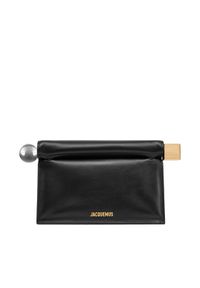 JACQUEMUS Torebka La Pochette Rond Carre 24E233BA356-3171 Czarny. Kolor: czarny. Materiał: skórzane