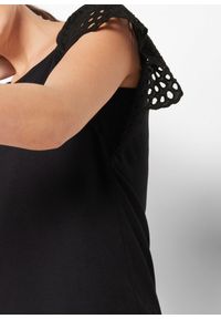 bonprix - Shirt z ażurowym haftem. Kolor: czarny. Wzór: ażurowy, haft. Styl: klasyczny, elegancki #3