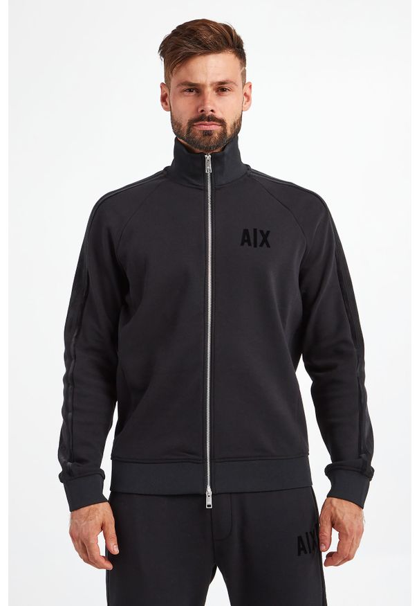 Armani Exchange - BLUZA ARMANI EXCHANGE. Typ kołnierza: kołnierzyk stójkowy. Materiał: welur. Długość rękawa: długi rękaw. Długość: długie