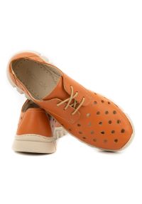 Wasak - WASAK Półbuty damskie sneakersy skórzane 0692W pomarańczowe. Okazja: na co dzień, na spacer. Kolor: pomarańczowy. Materiał: skóra. Styl: casual, elegancki #3