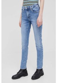 Pepe Jeans jeansy Regent damskie high waist. Stan: podwyższony. Kolor: niebieski #1