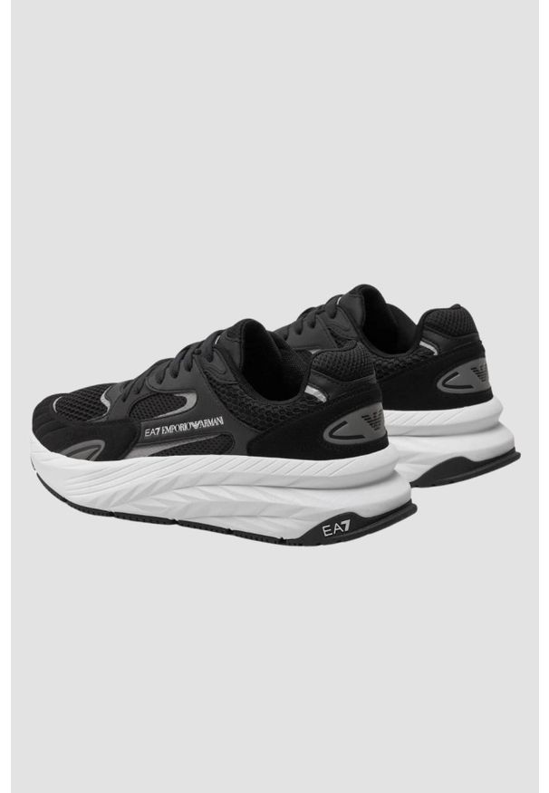 EA7 Emporio Armani - EA7 Czarno-białe męskie sneakersy. Kolor: czarny