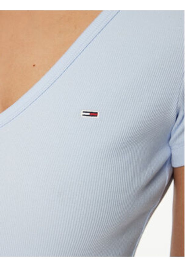 Tommy Jeans T-Shirt Essential DW0DW17385 Błękitny Slim Fit. Kolor: niebieski. Materiał: bawełna