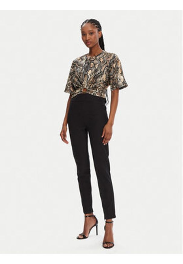 Just Cavalli T-Shirt 78PAHE01 Brązowy Regular Fit. Kolor: brązowy. Materiał: bawełna