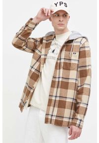 Vans koszula bawełniana męska kolor brązowy regular. Typ kołnierza: kaptur. Kolor: brązowy. Materiał: bawełna #1
