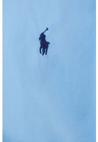 Polo Ralph Lauren sukienka bawełniana kolor niebieski mini rozkloszowana. Typ kołnierza: polo. Kolor: niebieski. Materiał: bawełna. Wzór: aplikacja. Typ sukienki: rozkloszowane. Długość: mini #5