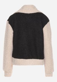 Born2be - Czarno-Beżowa Kurtka Przejściowa z Tkaniny Boucle o Prostym Kroju z Wysokim Kołnierzem Lilwanea. Okazja: na co dzień. Kolor: czarny. Materiał: tkanina. Styl: casual #3