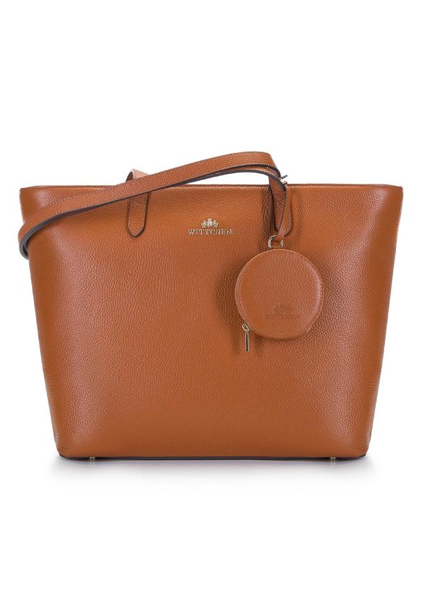Wittchen - Torebka shopperka skórzana trapezowa. Kolor: brązowy. Dodatki: z breloczkiem. Materiał: skórzane. Styl: elegancki, casual. Rodzaj torebki: na ramię