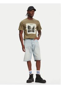 Hunter T-Shirt Duart Graphic HARM0033251 Khaki Regular Fit. Kolor: brązowy. Materiał: bawełna