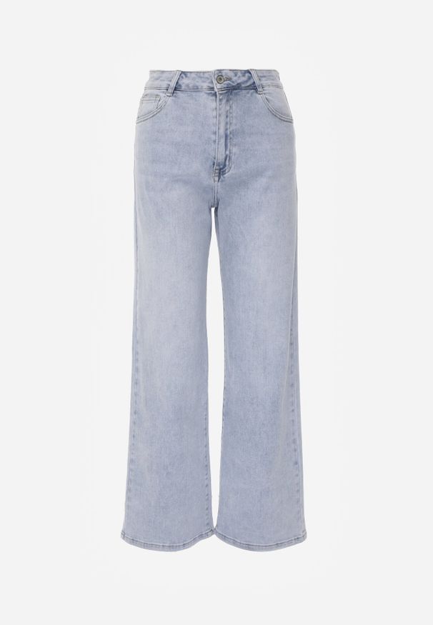 Born2be - Niebieskie Bawełniane Jeansy o Szerokim Kroju z Wysokim Stanem Jendrea. Okazja: na co dzień. Stan: podwyższony. Kolor: niebieski. Styl: casual