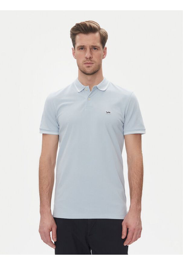 Lee Polo Pique 112363784 Błękitny Regular Fit. Typ kołnierza: polo. Kolor: niebieski. Materiał: bawełna