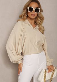 Renee - Jasnobeżowa Koszula Nietoperz z Wiskozą Caile. Okazja: na co dzień. Kolor: beżowy. Materiał: wiskoza. Styl: casual #4