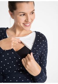 bonprix - Sweter ciążowy i do karmienia piersią 2w1 z cienkiej dzianiny. Typ kołnierza: kokarda. Kolekcja: moda ciążowa. Kolor: niebieski. Materiał: materiał, dzianina. Styl: elegancki, klasyczny #3