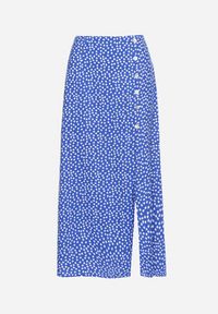 Born2be - Niebieska Spódnica z Gumką w Pasie z Rozcięciem z Boku Comella. Okazja: na spotkanie biznesowe, na co dzień. Kolor: niebieski. Styl: biznesowy, elegancki, casual #3