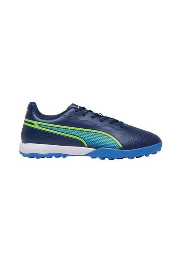 Buty piłkarskie męskie Puma King Match Tt M. Zapięcie: sznurówki. Kolor: niebieski, zielony, wielokolorowy. Materiał: syntetyk, materiał. Szerokość cholewki: normalna. Sport: piłka nożna
